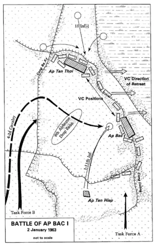 A map of the battlefield of the First Battle of Ấp Bắc. - image