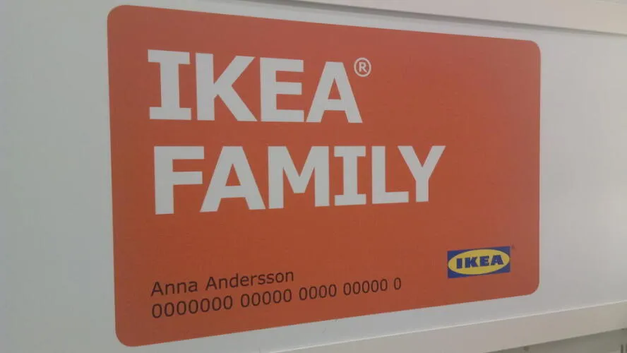 A sign advertising the IKEA Family customer loyalty card - image