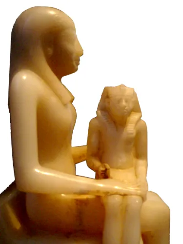Alabaster statue of Ankhesenmeryre II and her son Pepi II