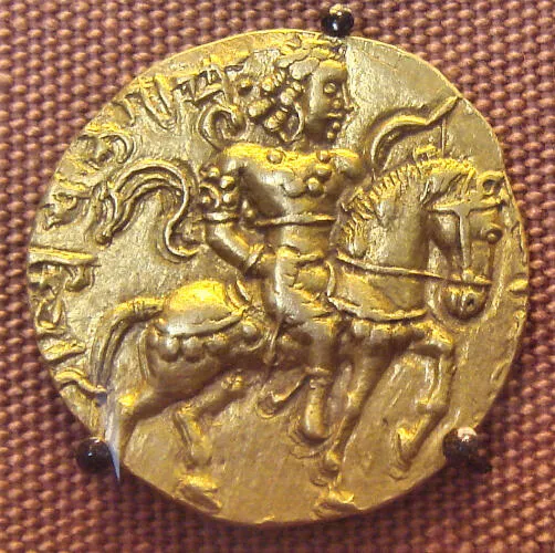 An 8 gram gold coin featuring Chandragupta II