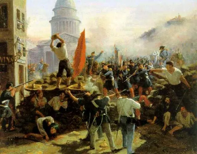 Battle at Soufflot barricades at Rue Soufflot