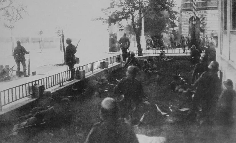 Black Reichswehr fighting Polish forces during the Poland Uprising