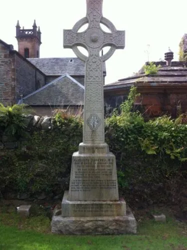Blackwell's headstone at St Munn's Parish Church, Kilmun, Scotland