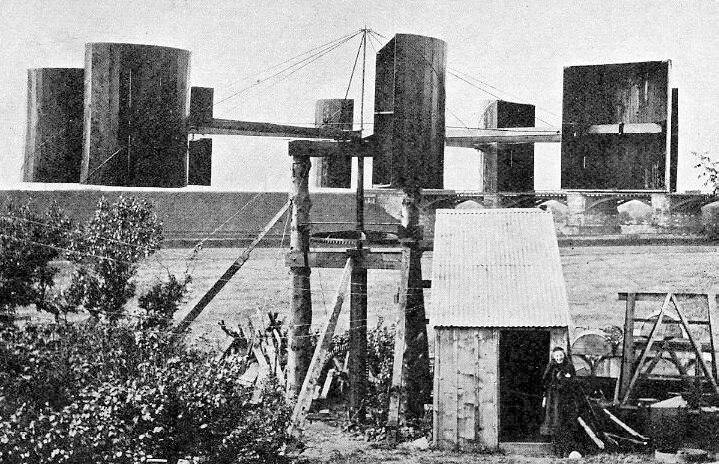 Blyth's "windmill" at his cottage in Marykirk in 1891
