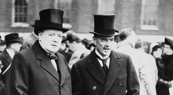 Churchill and Neville Chamberlain