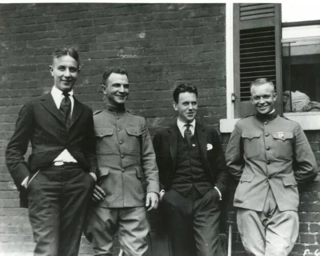 Eisenhower (far right) with three friends (William Stuhler, Major Brett, and Paul V. Robinson) in 1919, four years after graduating from West Point
