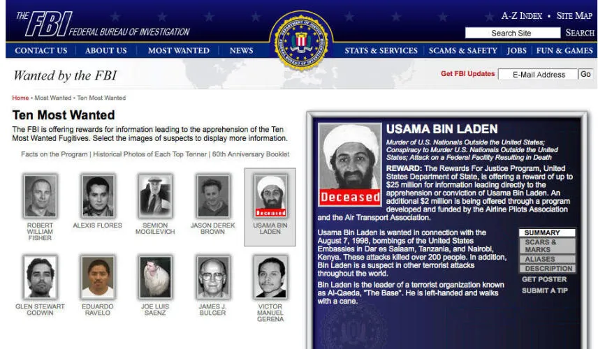 FBI Ten Most Wanted List Image