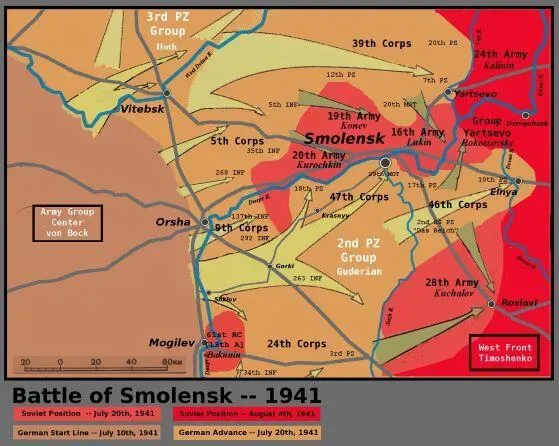 German and Soviet movements near Smolensk, 10 July – 4 August