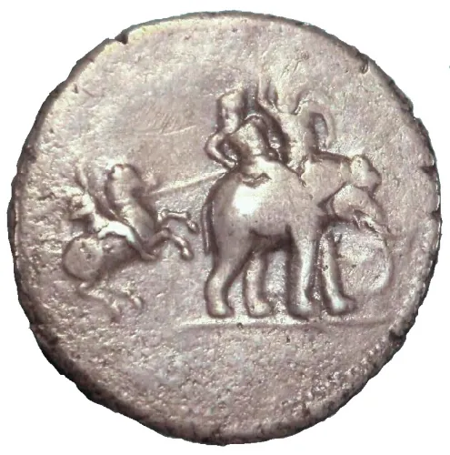 King Porus (on elephant) fighting Alexander the Great, on a "victory coin" of Alexander