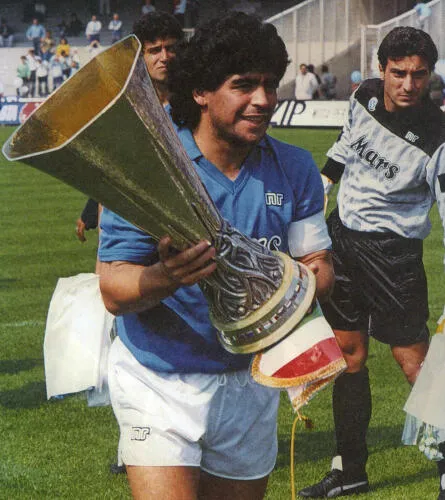 Maradona holding UEFA Cup 1989