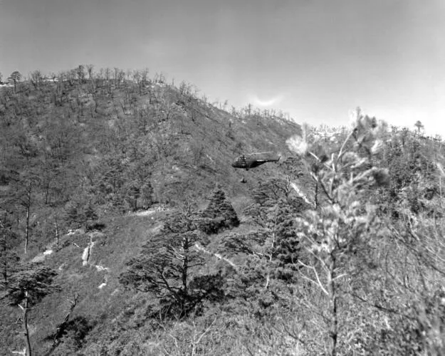 Marine HRS helo near Hill 812 during Battle of the Punchbowl 1951 Image