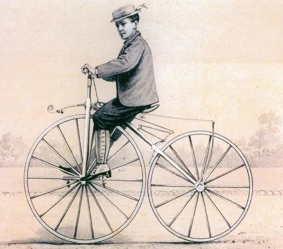 Michaux's son on a velocipede 1868