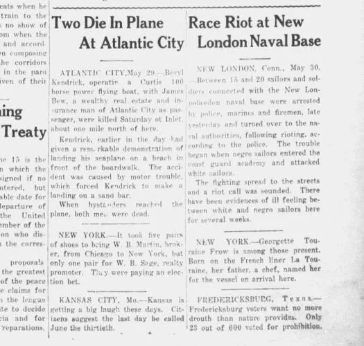 National news coverage of the New London riot of 1919 - Red Summer