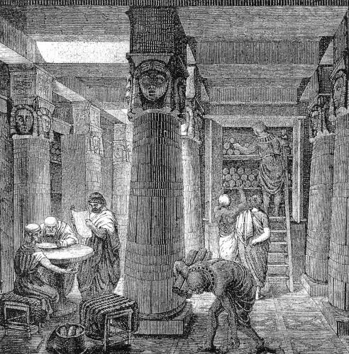 Nineteenth-century artistic rendering of the Library of Alexandria