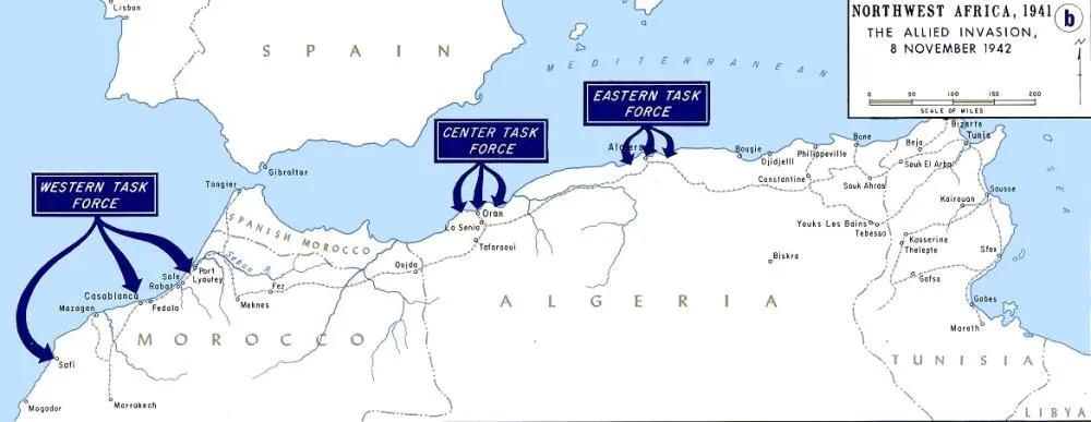 Operation Torch - map