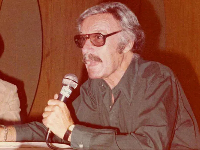 Stan Lee speaking at a convention