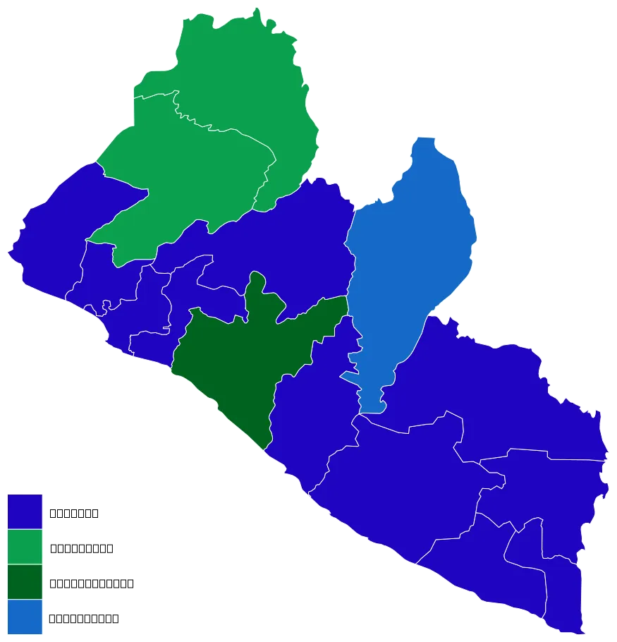 The 1st round of the 2017 Liberian presidential election map