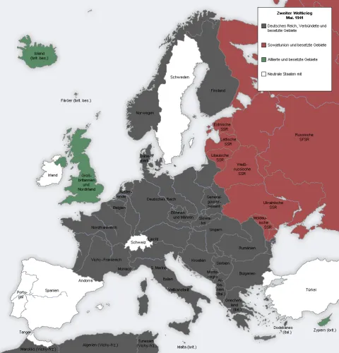 The geopolitical disposition of Europe in 1941, immediately before the start of Operation Barbarossa