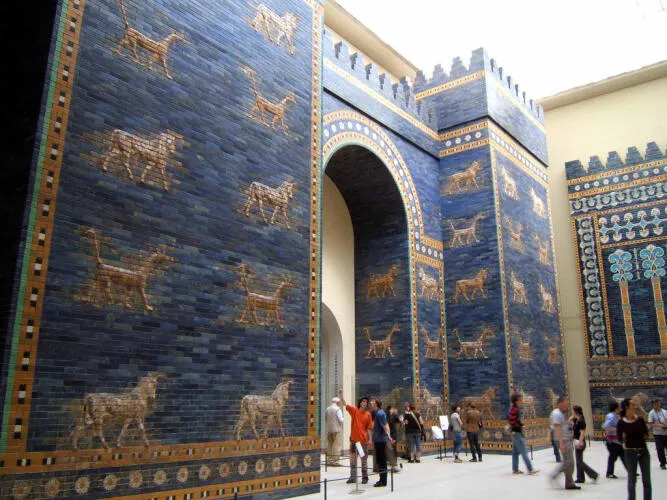 The reconstruction of the Ishtar Gate in the Pergamon Museum in Berlin