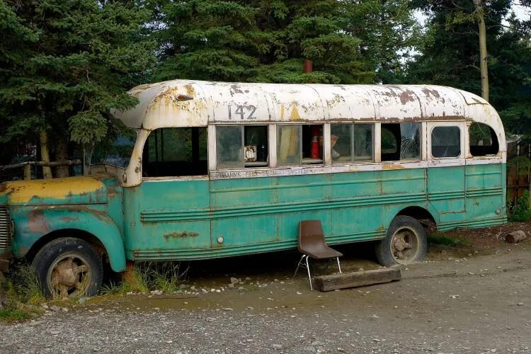 The replica of the school bus that Chris McCandless lived in Image