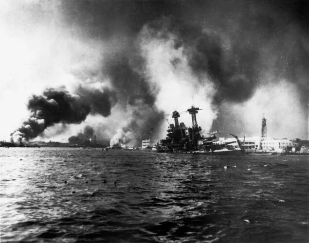USS California sinking in Pearl Harbor attack