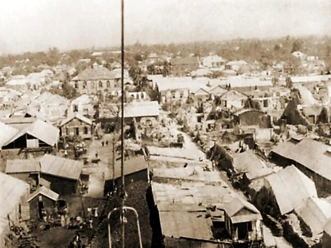 View of Kingston in 1907 showing damage caused by the earthquake