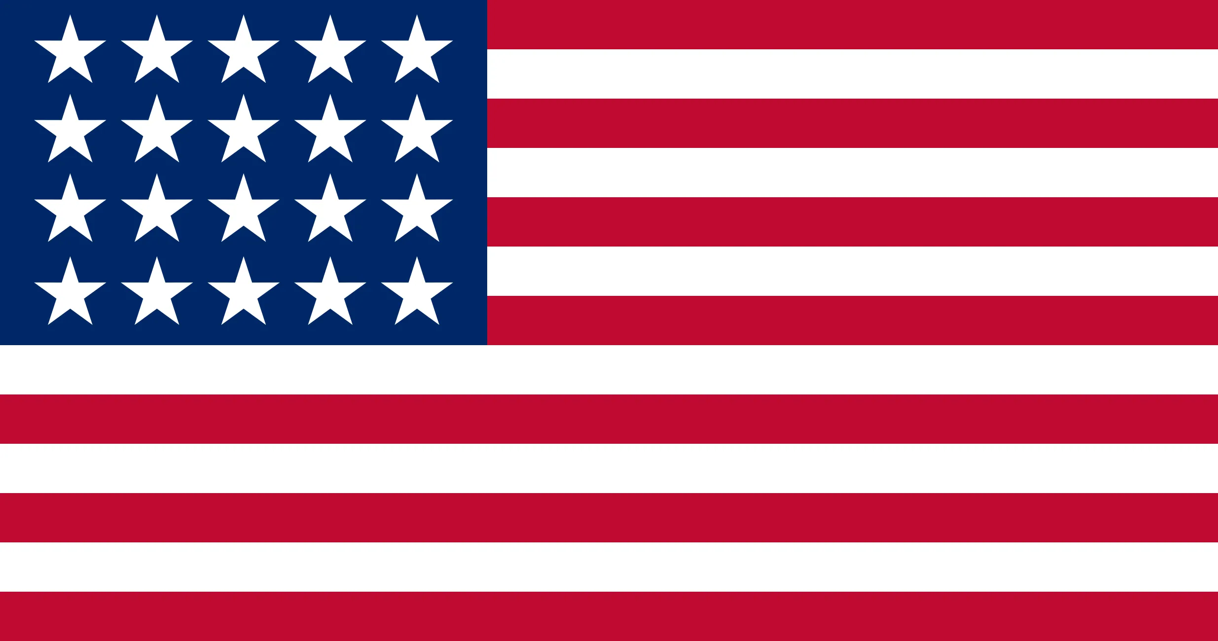 US Flag with 20 stars and 13 stripes