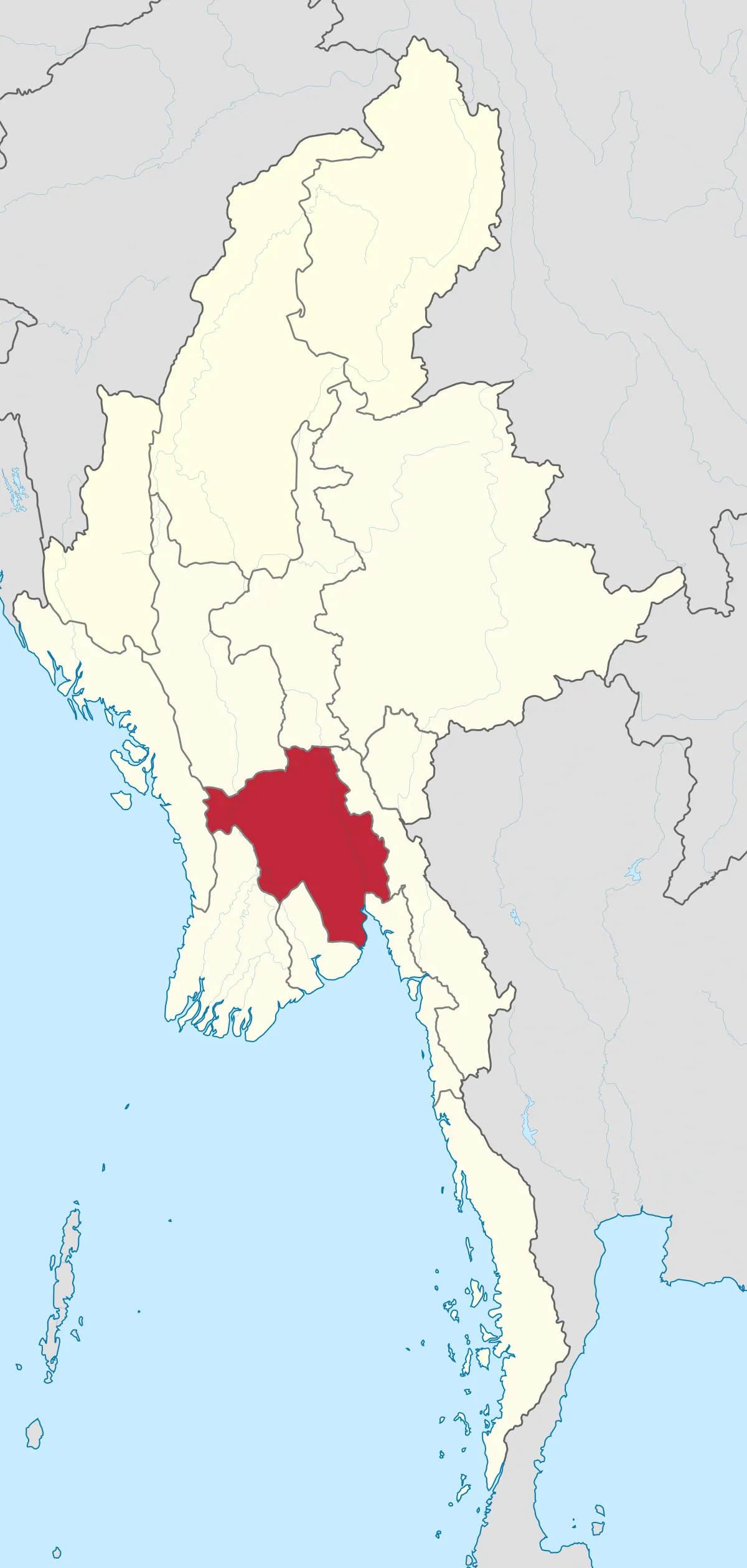 Location of Bago Region in Myanmar - image