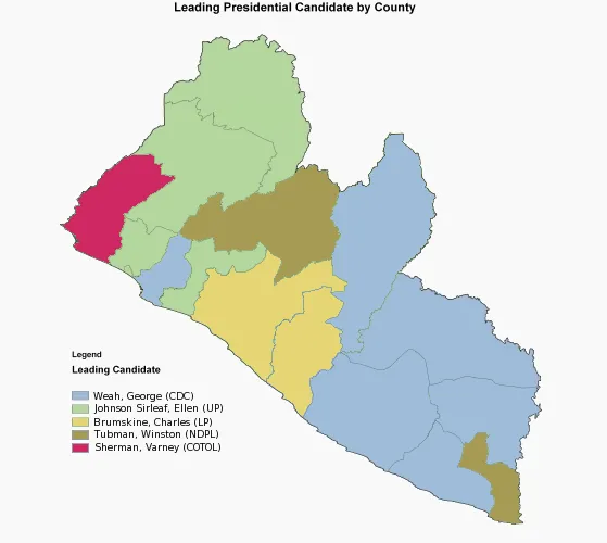 2005 Liberian 1st round election map - image