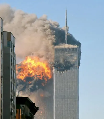 The north face of Two World Trade Center (United Airlines Flight 175)