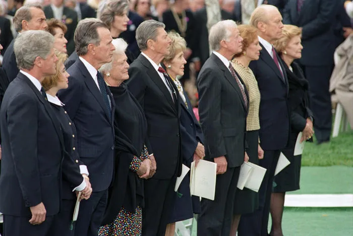 Five presidents and their first ladies attend the funeral of Richard Nixon - image