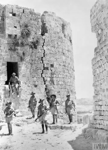 Australian troops among the ruins of the old Crusader castle at Sidon, Lebanon