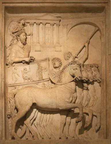 Panel from a representation of a triumph of the Emperor Marcus Aurelius