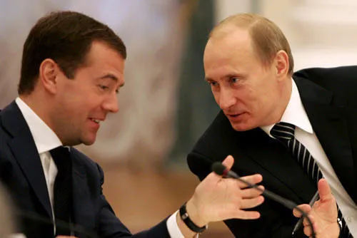 Putin with Dmitry Medvedev Image