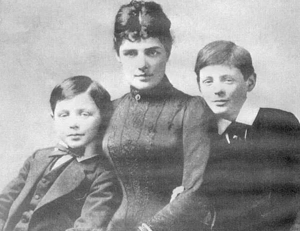 Jennie Spencer Churchill with her two sons, Jack (left) and Winston (right)