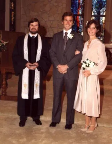 George W. Bush and Laura Welch Bush on their wedding day
