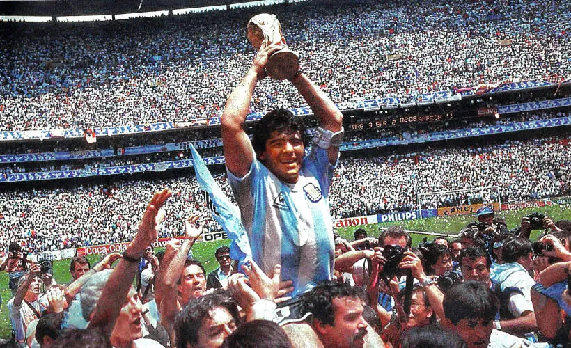 Maradona holding FIFA World Cup