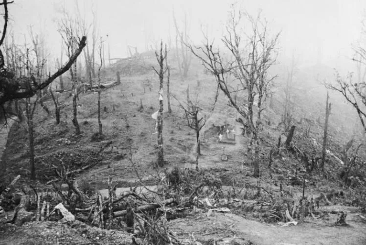 View of the Garrison Hill battlefield, the key to the British defenses at Kohima