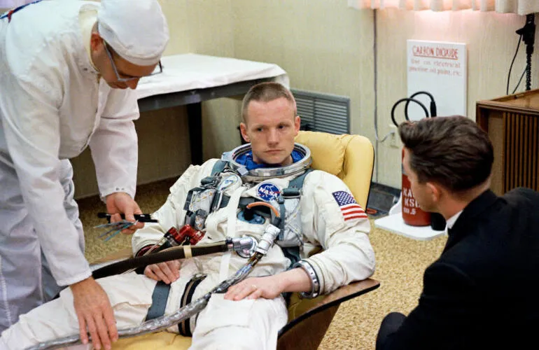 Armstrong suiting up for Gemini 8 - image