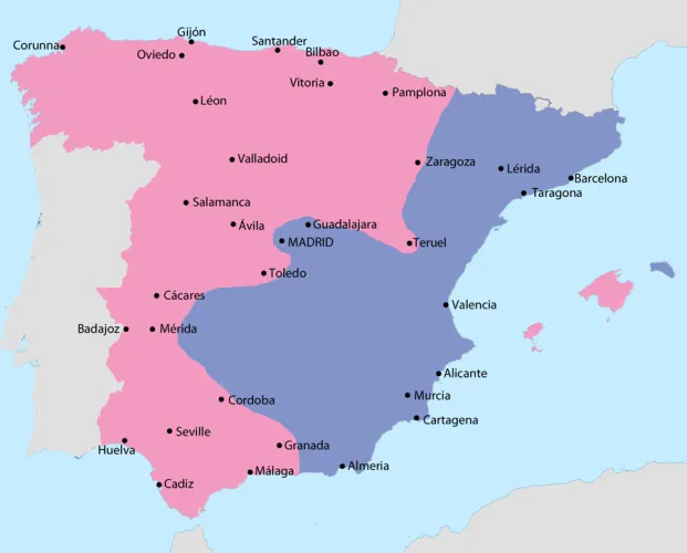Map of the Spanish Civil War in October 1937