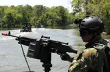 A Colombian marine on a field training exercise