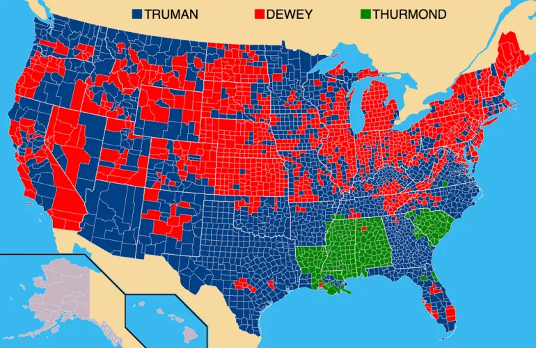 The 1948 United States presidential elections map Image