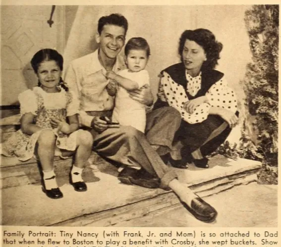 Little Nancy Sinatra, Frank Sinatra, Frank Sinatra, Jr. and Mom (Nancy Barbato) in 1946 - image