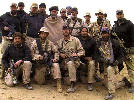 Operational Detachment Alpha 574 of the U.S. Army Special Forces alongside Hamid Karzai at Kandahar Province in October 2001