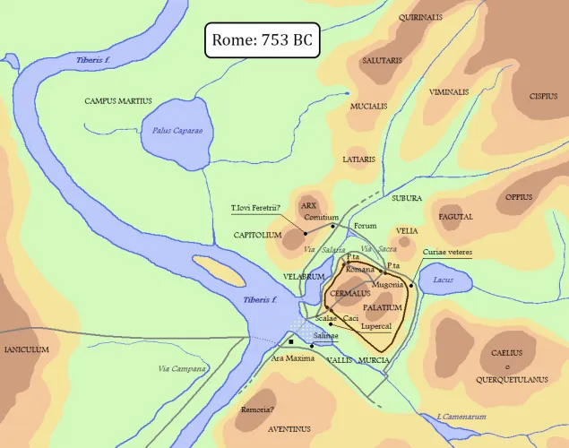 A map of Rome in 753 BC