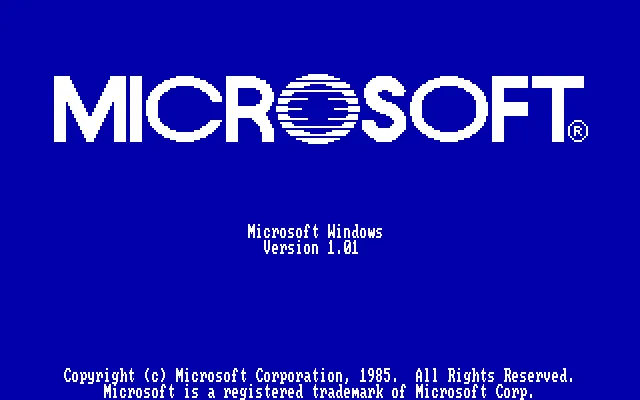 An image of the splash screen of Windows 1.0