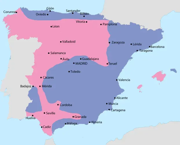 Map of the Spanish Civil War in September 1936