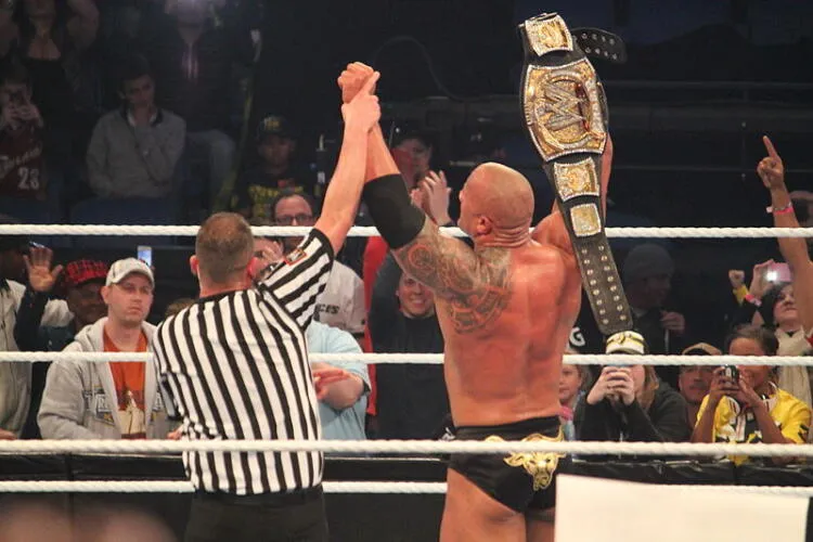 The Rock after retaining the WWE Championship