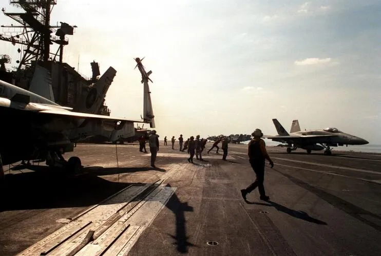 Flight operations during Operation Desert Shield aboard USS Midway Image
