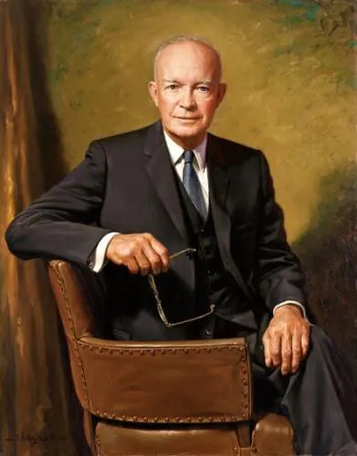 The official White House portrait of Dwight D. Eisenhower by James Anthony Wills